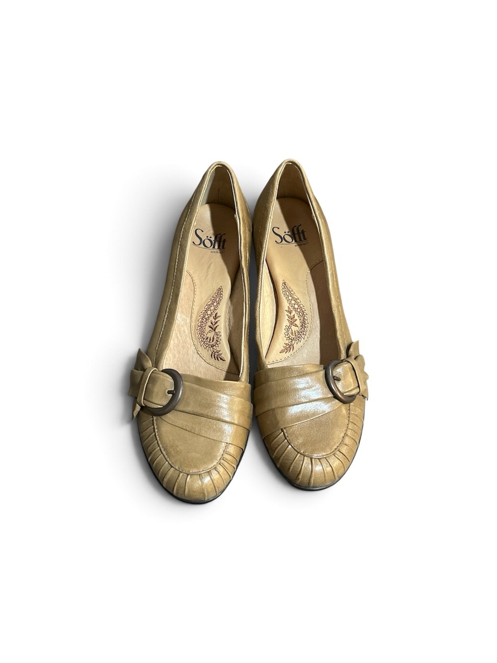 Sofft Women's Light Tan Leather Loafers with Buckle